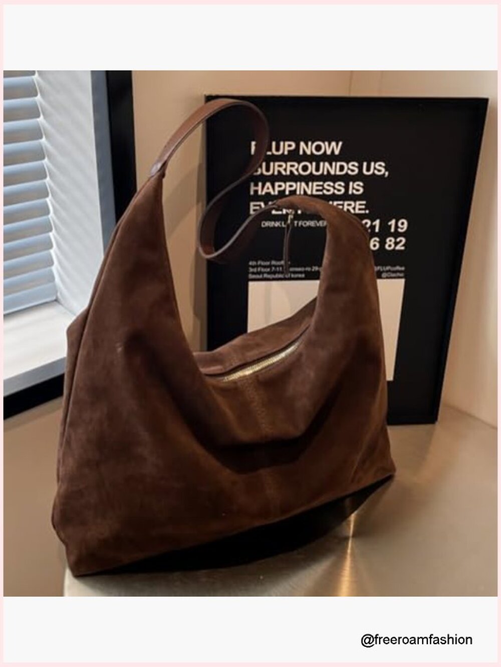 Suede Hobo Tote Bag Shoulder Handbag Work Travel Purse - Picture 3 of 7